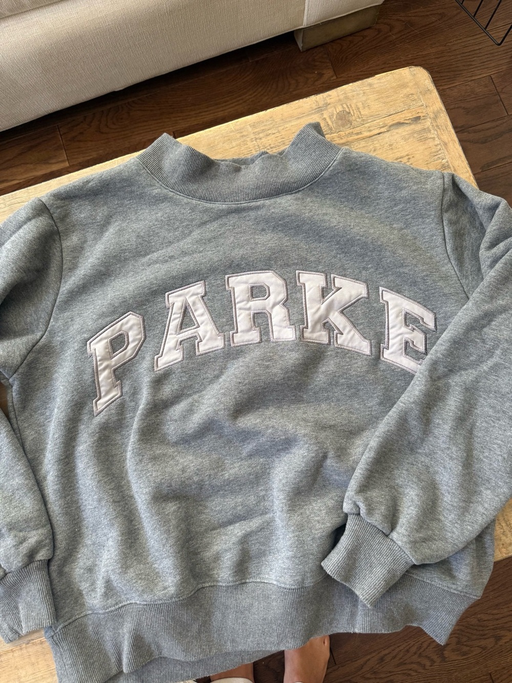 Parker Grey Crewneck Sweatshirt with White Appliqué